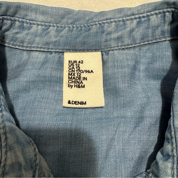 H&M Denim Chambray Midi Button Down Shirt Dress size 12 - Picture 11 of 11